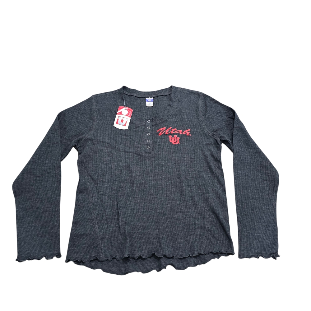 Bottom Drawers Sleepwear Women's Gray Long Sleeve Size XL With Red Logo Utah